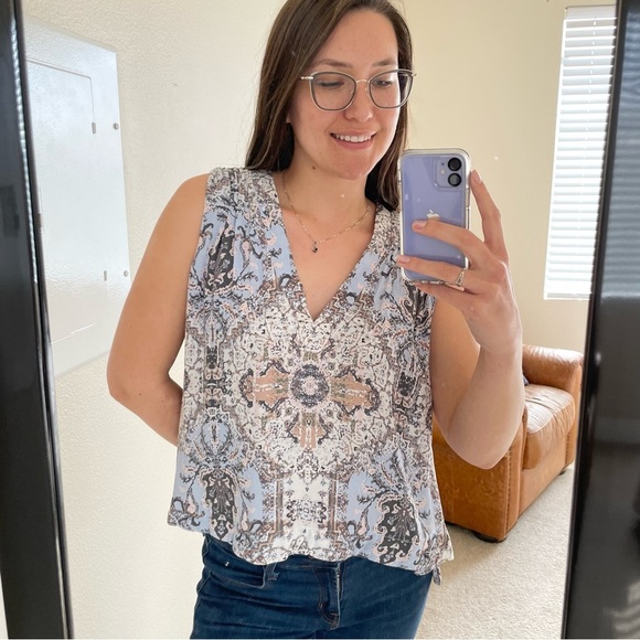 🎃 Free People Darcy Floral Swing High-Low Sleeveless Boho Top Small - Picture 4 of 16